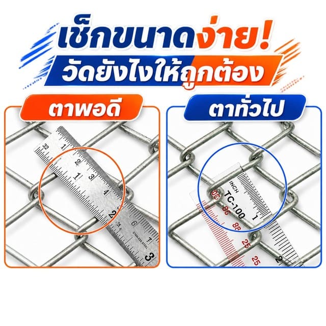 การวัดขนาดตาข่ายถักและตะแกรงสาน การวัดขนาดตาข่ายถักและตะแกรงสาน