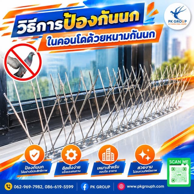 วิธีการป้องกันนกในคอนโดด้วยหนามกันนก วิธีการป้องกันนกในคอนโดด้วยหนามกันนก