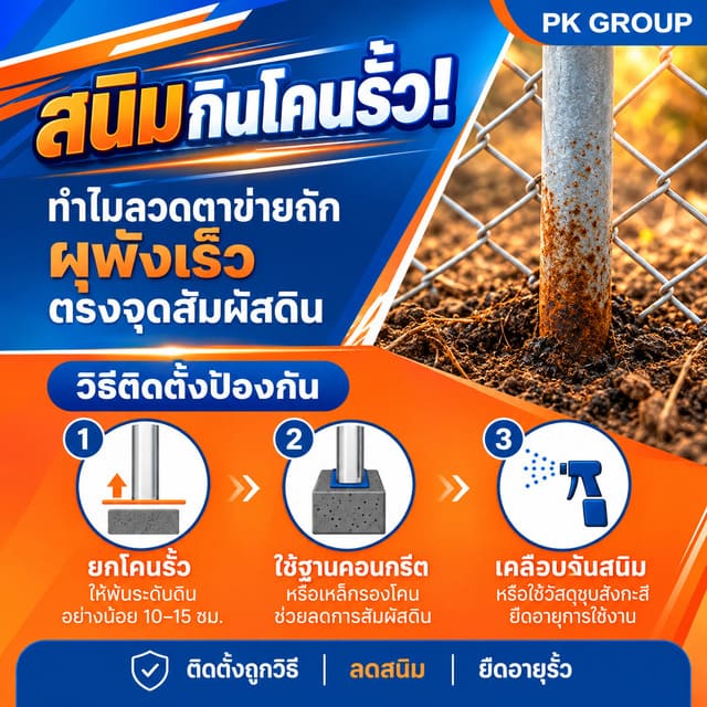 สนิมกินโคนรั้ว! ทำไมลวดตาข่ายถักถึงผุพังเร็วตรงจุดสัมผัสดิน และวิธีติดตั้งป้องกัน