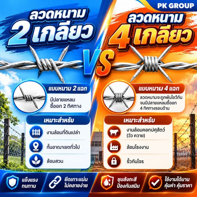 ลวดหนาม 2 เกลียว VS 4 เกลียว